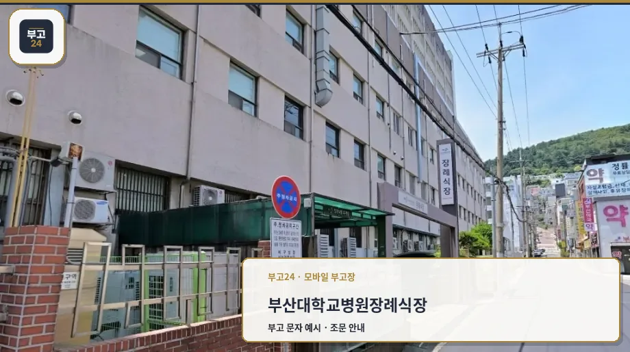 부산대학교병원장례식장 진입로와 건물 외부